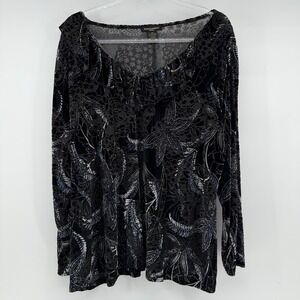 Susan Lawrence Black Velvet Burnout Top Gothic Whimsigoth Witchy Dark Grunge 3X